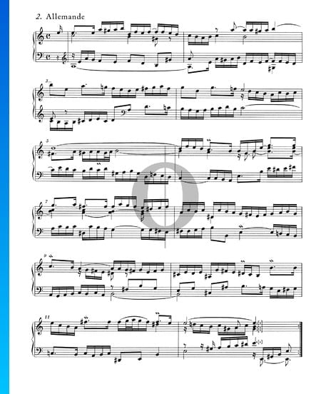 English Suite No. 2 A Minor, BWV 807: 2. Allemande Sheet Music