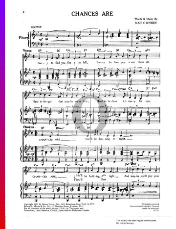 Chances Are Sheet Music