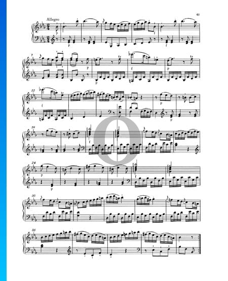Sonata para piano n.º 4 en mi bemol mayor, KV 282 (189g): 3. Allegro