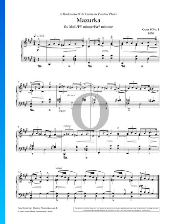 Partition Mazurka en Fa dièse mineur, op. 6 n° 1