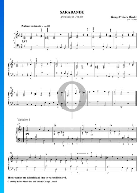 Sarabande con variazioni d-Moll, HWV 437/4 Musik-Noten