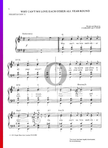 Why Can't We Love Each Other All Year Round Sheet Music