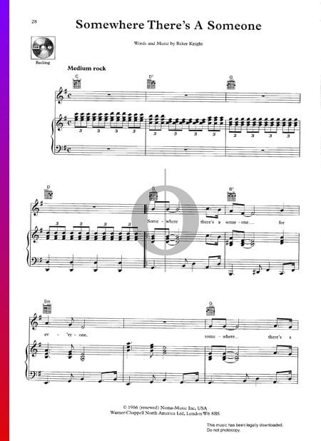 Somewhere There's A Someone Musik-Noten