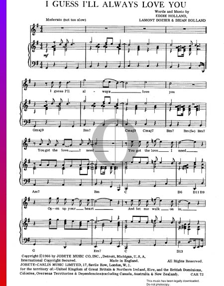 I Guess I'll Always Love You Sheet Music
