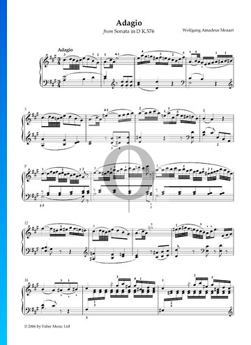 Klaviersonate Nr. 18 D-Dur, KV 576: 2. Adagio Musik-Noten