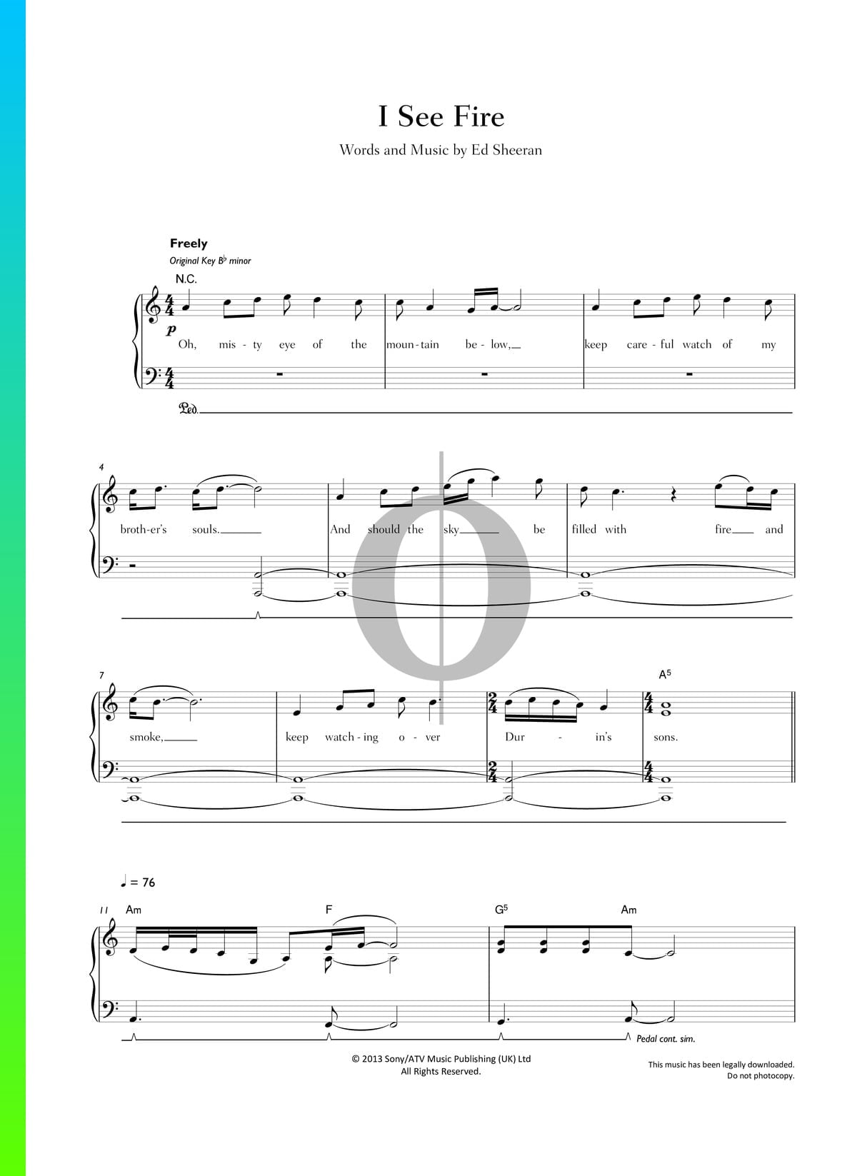 I See Fire Sheet Music Piano Voice Pdf Download Streaming Oktav