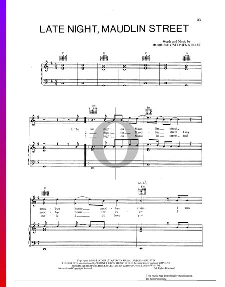 Late Night, Maudlin Street Sheet Music
