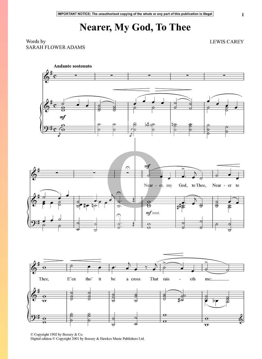 Nearer, My God, To Thee (Lewis Carey) Piano Sheet Music - OKTAV