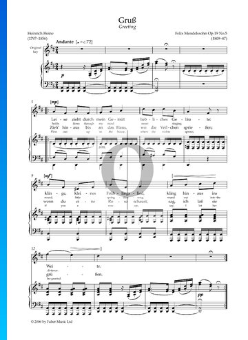 Gruß, Op. 19: No. 5 Sheet Music