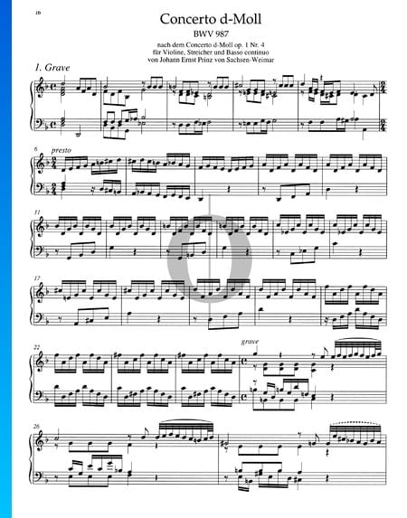 Concerto in d-Moll, BWV 987: 1. Grave Musik-Noten