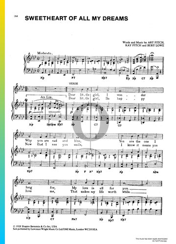 Sweetheart Of All My Dreams Sheet Music