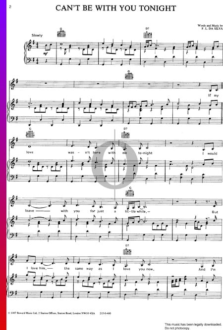 Can't Be With You Tonight Sheet Music
