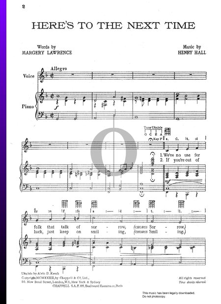 Here's To The Next Time Sheet Music