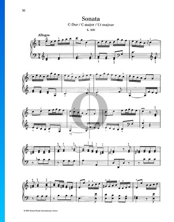 Partition Sonate en Do majeur, K. 200