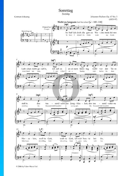 Domingo, Op. 47 n.º 3 Partitura