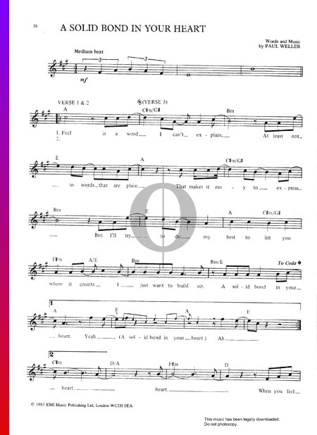 A Solid Bond In Your Heart Sheet Music