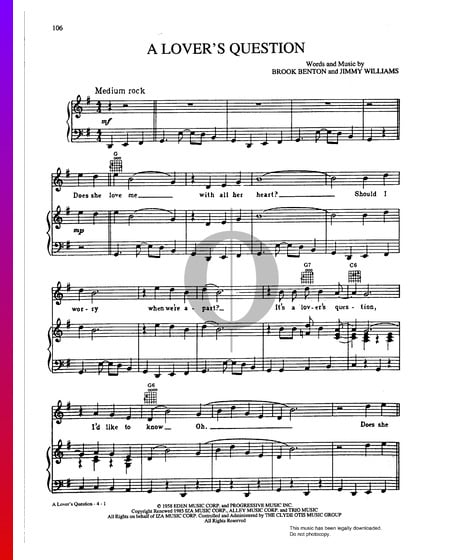 A Lover's Question Musik-Noten