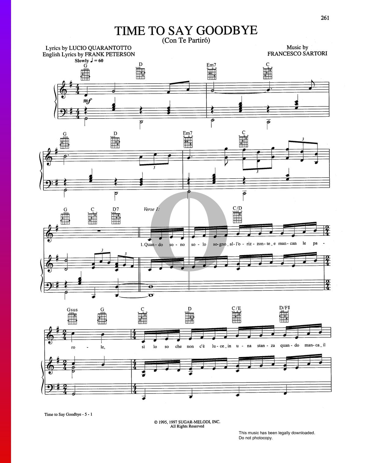 Time To Say Goodbye Sheet Music Piano Voice Guitar Pdf Download Streaming Oktav