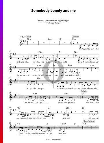 Somebody Lonely and me Sheet Music