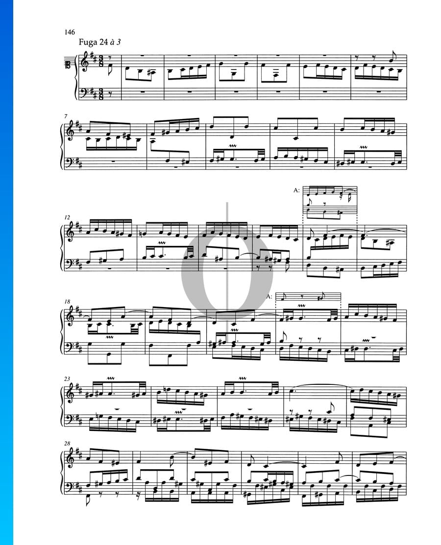 Fugue B Minor, BWV 893 Sheet Music (Piano Solo) - OKTAV