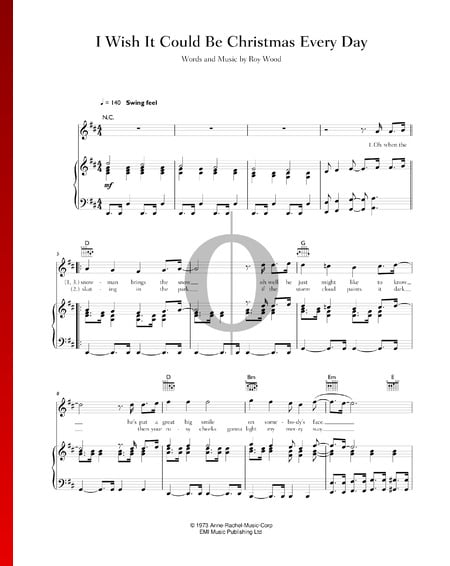 I Wish It Could Be Christmas Every Day Musik-Noten