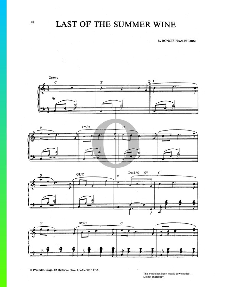 Last Of The Summer Wine Piano Sheet Music from Last of the Summer Wine