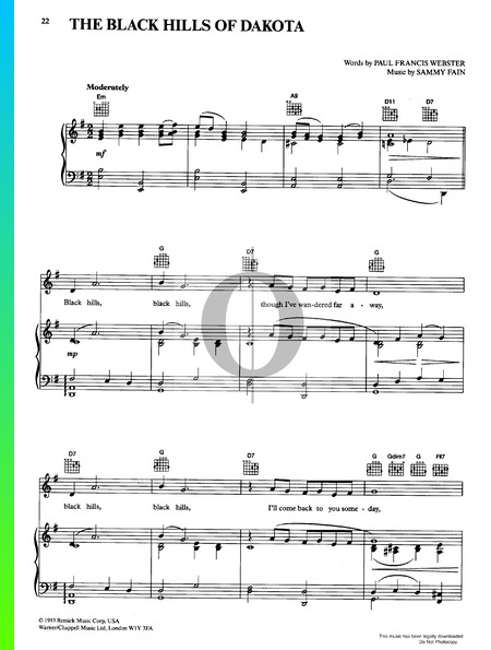 The Black Hills Of Dakota Sheet Music