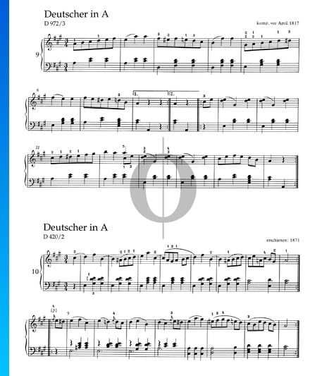 Deutscher in A-Dur, D 972/3 Musik-Noten