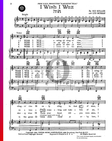 I Wish I Wuz Sheet Music