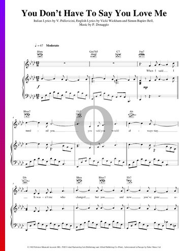 You Don't Have To Say You Love Me Partitura