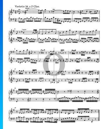 Variaciones Goldberg, BWV 988: Variación 14. a 2 claves Partitura
