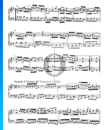 Variaciones Goldberg, BWV 988: Variación 3. Canone all' Unisuono. a 1 clave Partitura