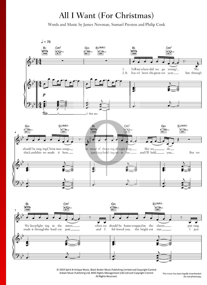 All I Want (For Christmas) (Liam Payne) Piano Sheet Music OKTAV