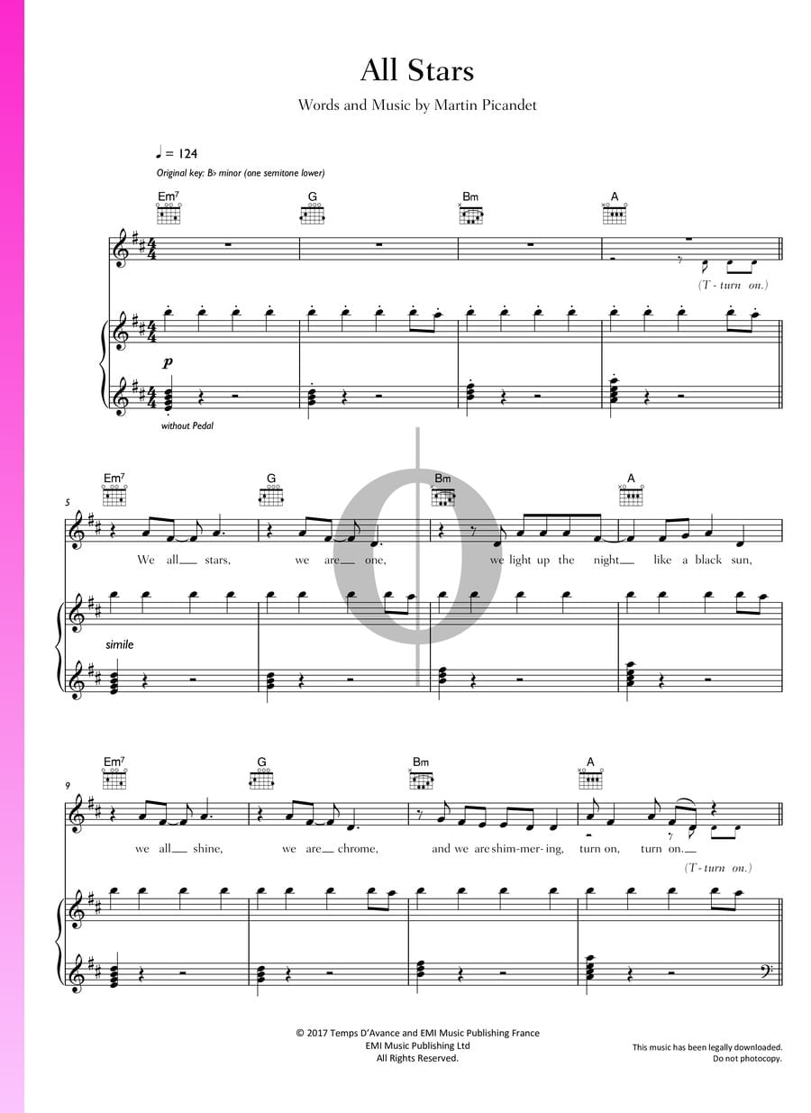 All Stars (Martin Solveig, Alma) Piano Sheet Music - OKTAV