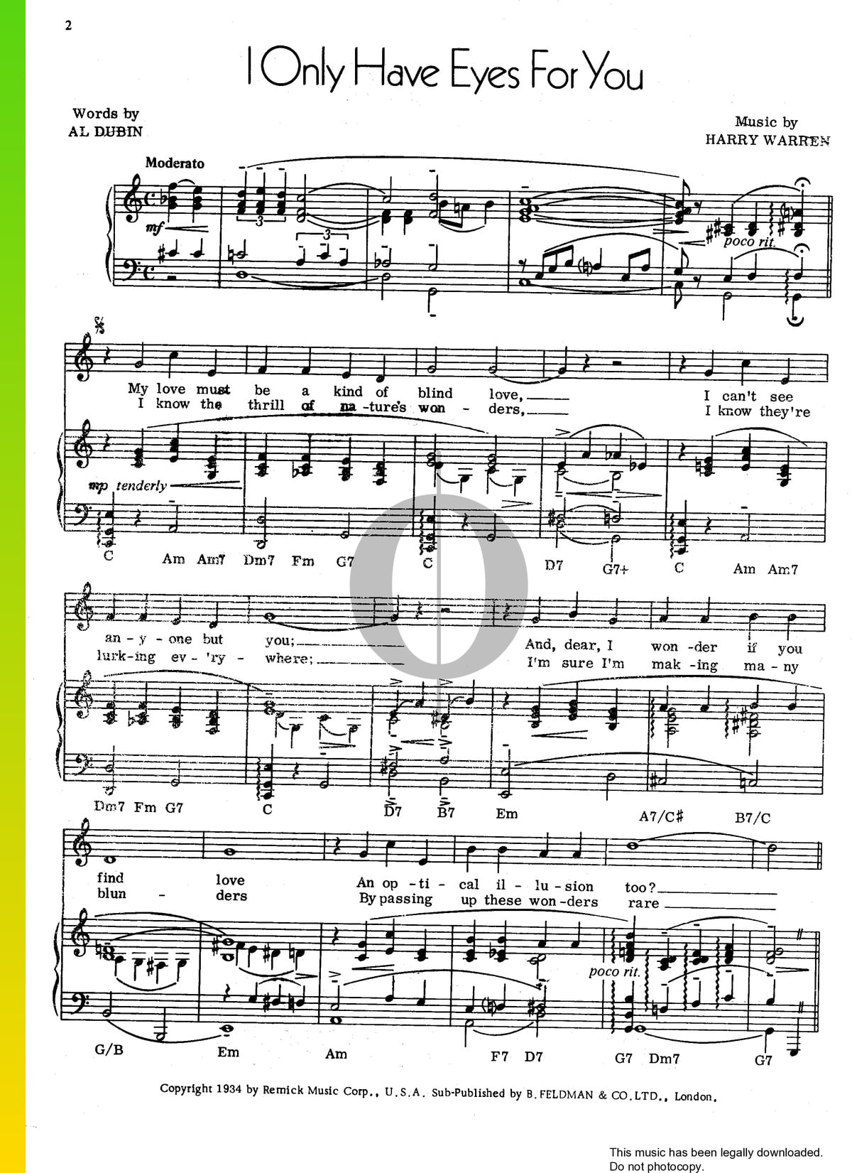 I Only Have Eyes For You Sheet Music Piano Voice Pdf