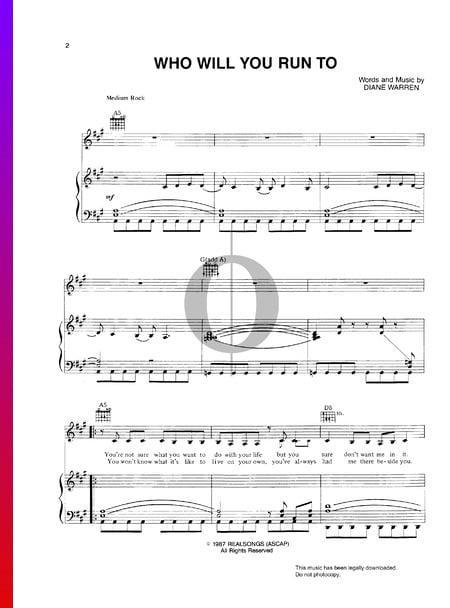 Who Will You Run To Partitura