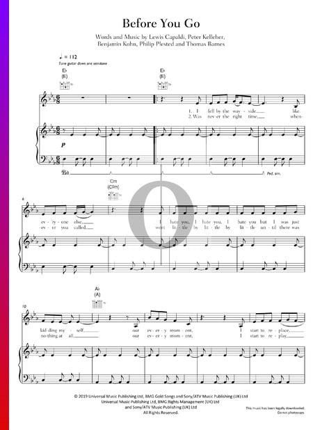 Before You Go Sheet Music