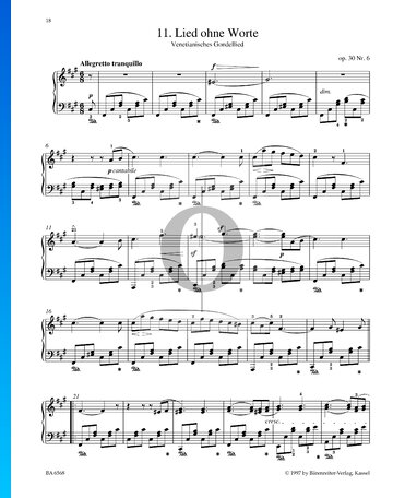 Venetianisches Gondellied, Op. 30 Nr. 6 Musik-Noten