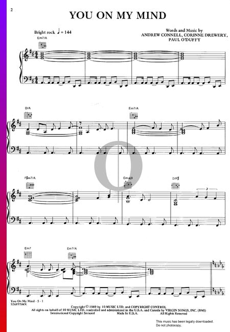 You On My Mind Musik-Noten