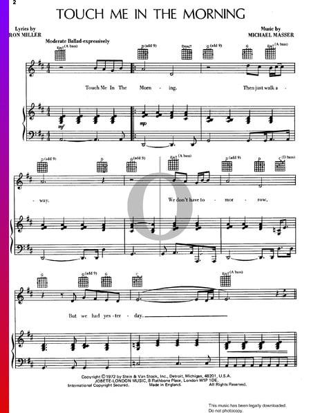 Touch Me In The Morning Sheet Music