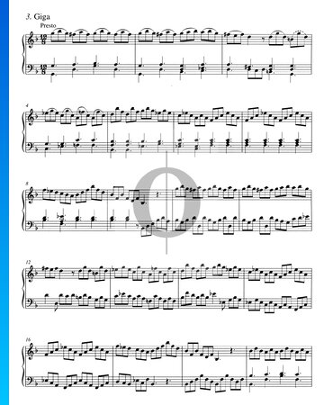 Concierto en sol menor, BWV 975: 3. Giga Partitura
