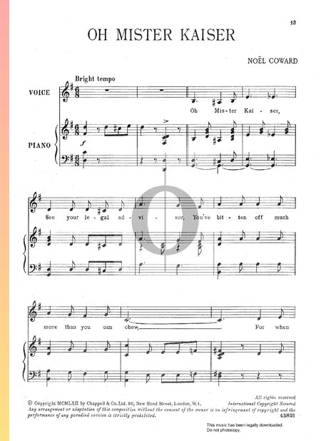 Oh Mister Kaiser Sheet Music