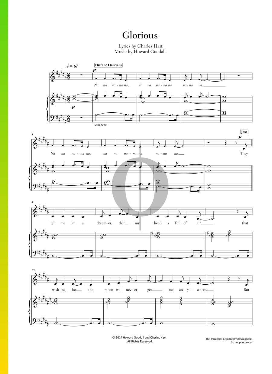 Glorious » Howard Goodall Partitions de piano OKTAV