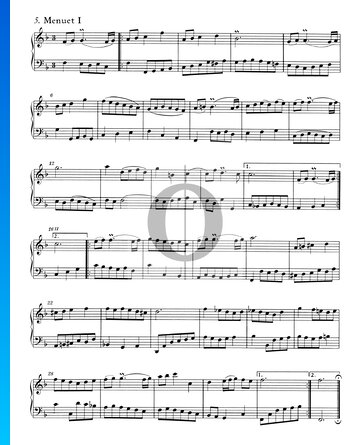 Partition Suites Anglaises No. 4 en Fa Majeur, BWV 809: 5./6. Menuet I et II