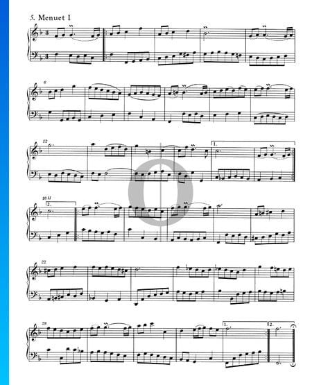Suites Anglaises No. 4 en Fa Majeur, BWV 809: 5./6. Menuet I et II Partition