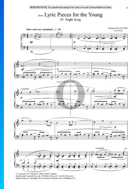 Lyric Pieces For The Young: 4. Night Song Partitura