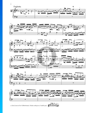Fughetta en do mayor, BWV 870a Partitura