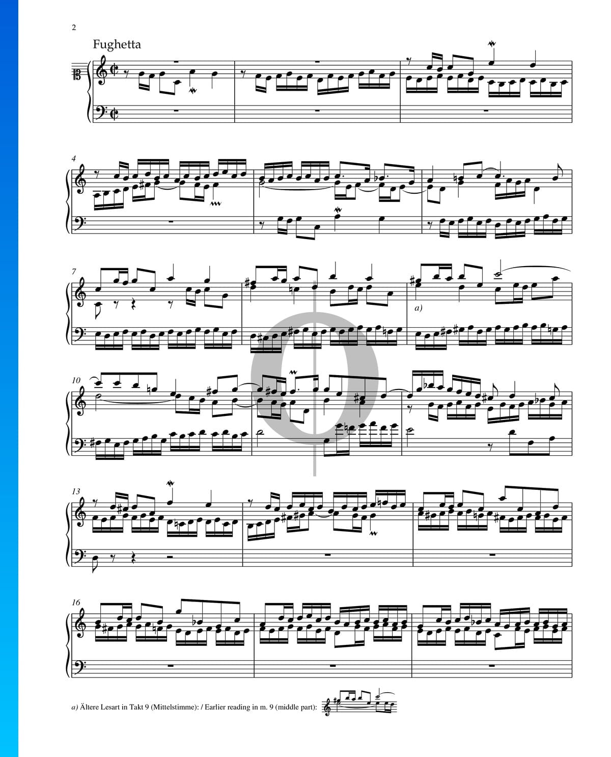 Fughetta in C Major, BWV 870a Sheet Music (Piano Solo) - OKTAV