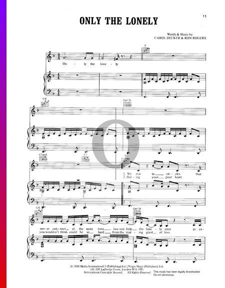 Only The Lonely Musik-Noten