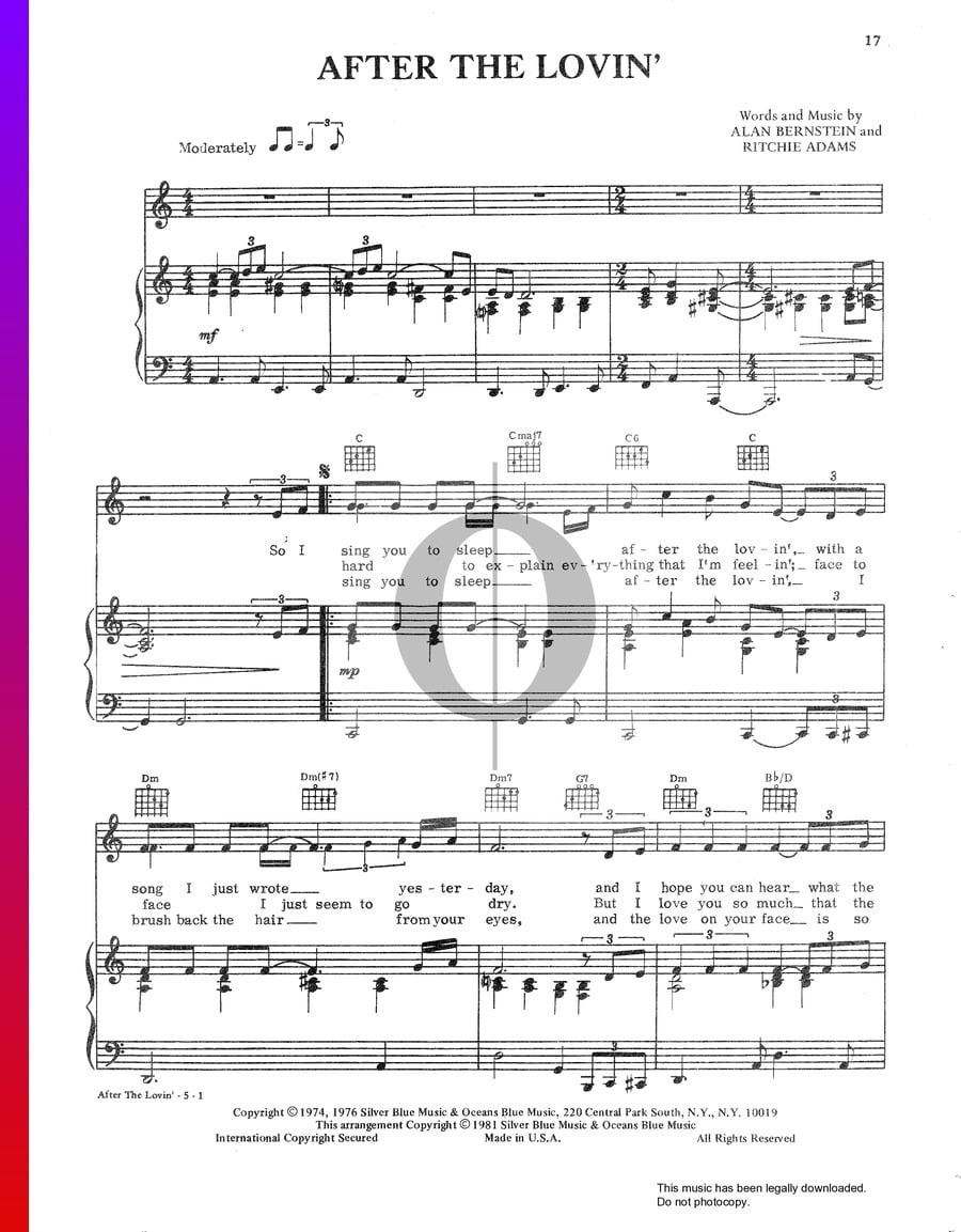 After The Lovin' (Engelbert Humperdinck) Piano Sheet Music - OKTAV